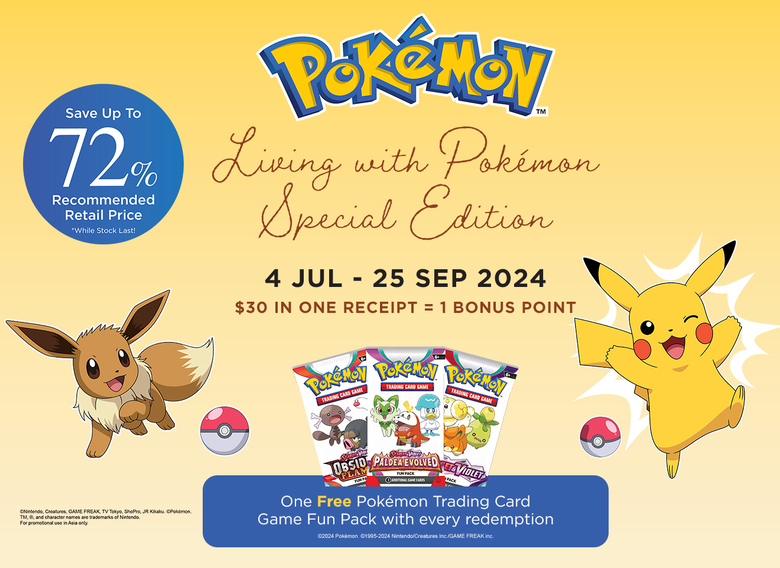 "Living with Pokémon" merch now available at Fairprice store